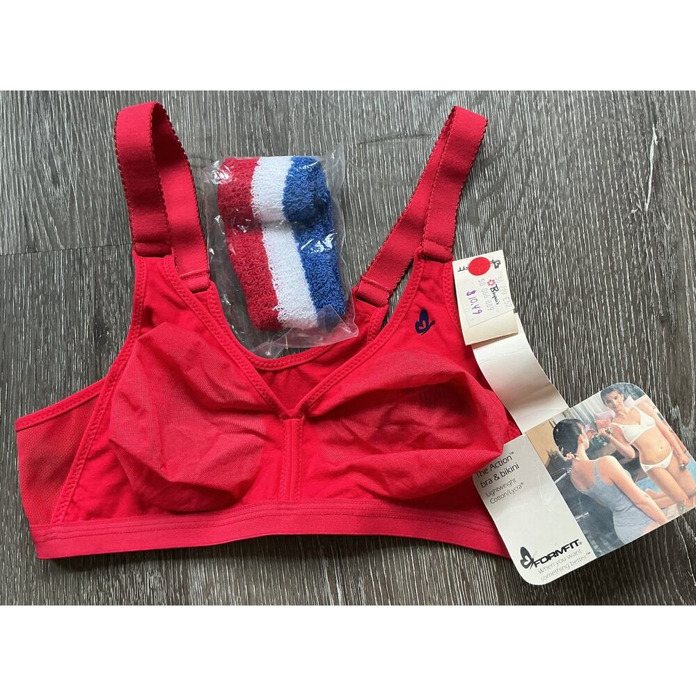 NWT Vintage Formfit Action‎ Unlined Retro Sports Bra w/ Sweat band 36B